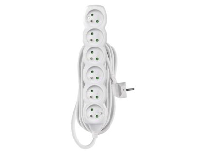 Prodlužovací kabel – 6 zásuvek, 5m, bílý P0615R