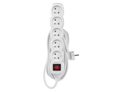 Prodlužovací kabel s vypínačem – 5 zásuvky, 7m, bílý P1517R