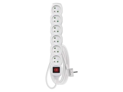 Prodlužovací kabel s vypínačem – 6 zásuvky, 3m, bílý P1613R