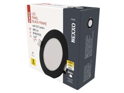 LED vestavné svítidlo NEXXO, kruhové, černé, 7W, se změnou CCT 1 ks, krabice