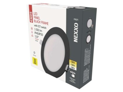 LED vestavné svítidlo NEXXO, kruhové, černé, 12,5W, se změnou CCT 1 ks, krabice