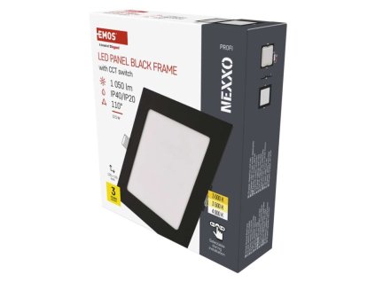 LED vestavné svítidlo NEXXO, čtvercové, černé, 12,5W, se změnou CCT