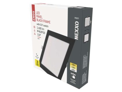 LED vestavné svítidlo NEXXO, čtvercové, černé, 18W, se změnou CCT 1 ks, krabice
