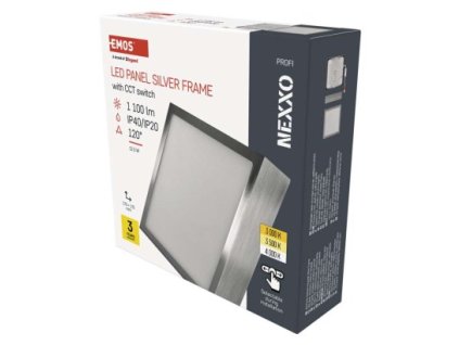 LED přisazené svítidlo NEXXO, čtvercové, stříbrné, 12,5W, se změnou CCT 1 ks, krabice