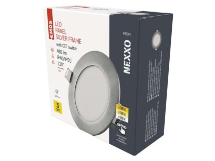 LED vestavné svítidlo NEXXO, kruhové, stříbrné, 7W, se změnou CCT