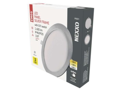 LED vestavné svítidlo NEXXO, kruhové, stříbrné, 18W, se změnou CCT 1 ks, krabice