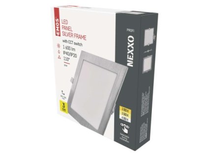 LED vestavné svítidlo NEXXO, čtvercové, stříbrné, 18W, se změnou CCT 1 ks, krabice