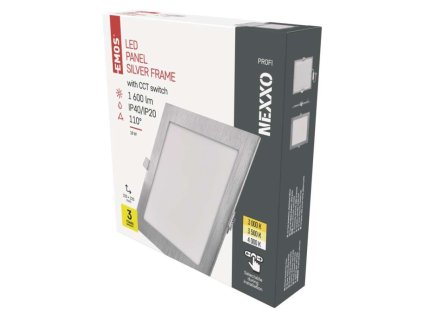 LED vestavné svítidlo NEXXO, čtvercové, stříbrné, 18W, se změnou CCT
