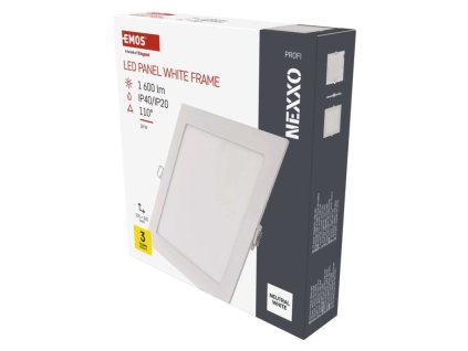 LED vestavné svítidlo NEXXO, čtvercové, bílé, 18W, neutrální bílá 1 ks, krabice