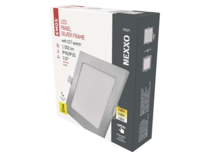 LED vestavné svítidlo NEXXO, čtvercové, stříbrné, 12,5W, se změnou CCT 1 ks, krabice