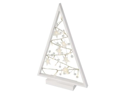 LED dekorace – svítící stromeček s ozdobami, 40 cm, 2x AA, vnitřní, teplá bílá, časovač 1 ks, krabice