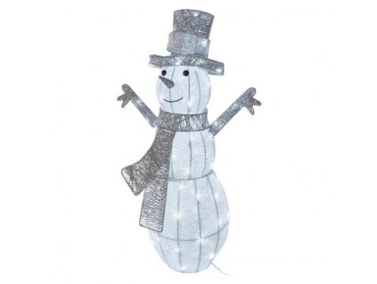LED vánoční sněhulák ratanový, 82 cm, vnitřní, studená bílá, časovač 1 ks, krabice