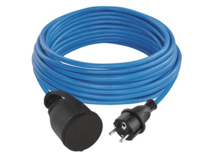 Počasí odolný prodlužovací kabel 10 m / 1 zásuvka / modrý / silikon / 230 V / 1,5 mm2 1 ks, sáček