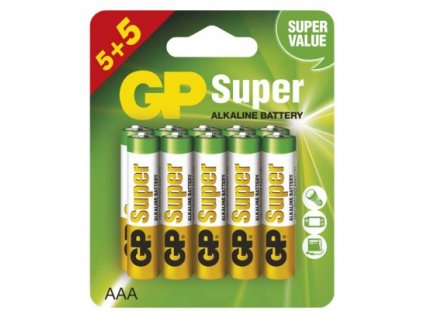 Alkalická baterie GP Super AAA (LR03), 5+5 ks