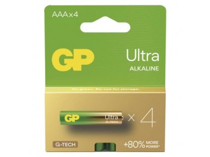 Alkalická baterie GP Ultra AAA (LR03) 4 ks, papírová krabička