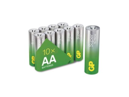 Alkalická baterie GP Super AA (LR6) 10 ks, papírová krabička