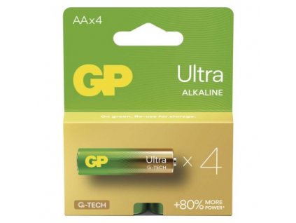 Alkalická baterie GP Ultra AA (LR6) 4 ks, papírová krabička