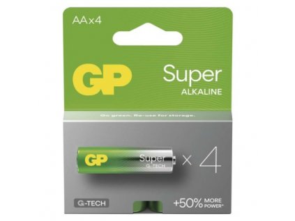 Alkalická baterie GP Super AA (LR6) 4 ks, papírová krabička