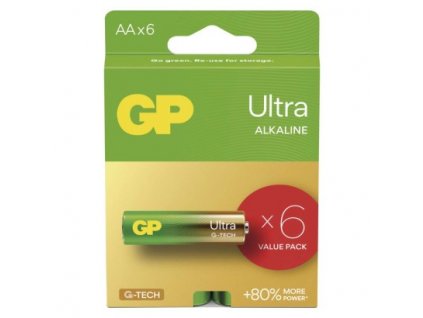Alkalická baterie GP Ultra AA (LR6) 6 ks, papírová krabička