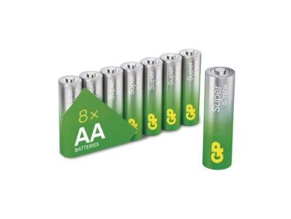 Alkalická baterie GP Super AA (LR6) 8 ks, papírová krabička