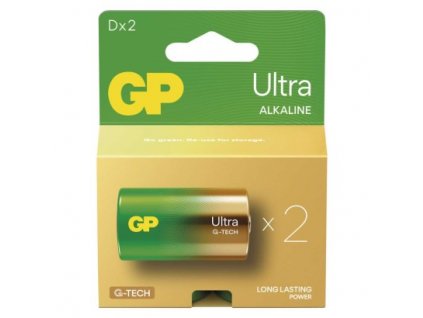 Alkalická baterie GP Ultra D (LR20) 2 ks, papírová krabička