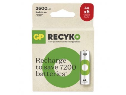 Nabíjecí baterie GP ReCyko 2600 AA (HR6) 6 ks, papírová krabička
