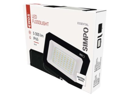 LED reflektor SIMPO 50 W, černý, neutrální bílá 1 ks, krabice