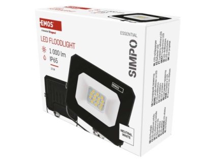 LED reflektor SIMPO 10 W, černý, neutrální bílá 1 ks, krabice