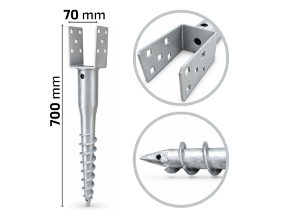 Zemní vrut U VZH 70x700mm