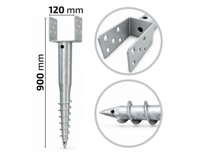 Zemní vrut U VZH 120x900mm