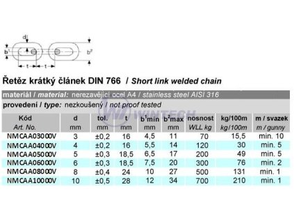 Řetěz DIN 766 svazek 6mm, ZB 301M