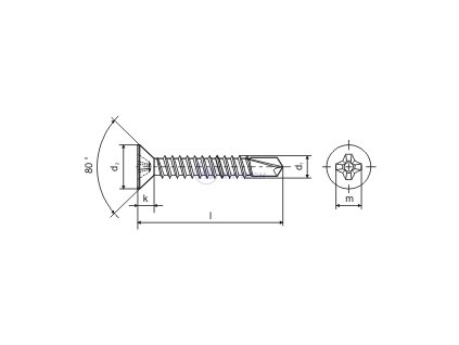 Samovrtný šroub DIN 7504 P 5,5 x 60 ZB 250ks