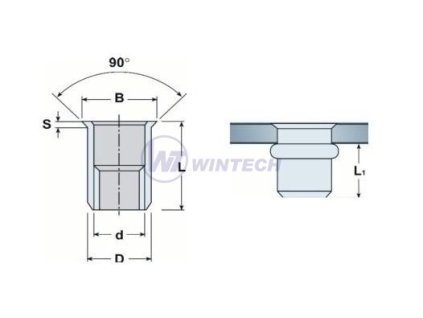 Nýtovací matice malá zap.hl M4, ZZ 500ks