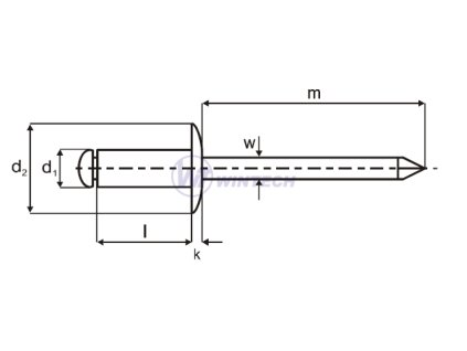 Nýt DIN 7337 Al/st 3,2 x 6 RAL 7037 500ks