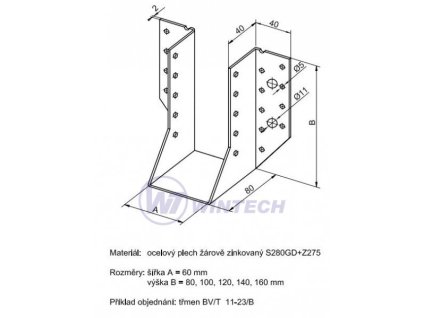Třmen vnější 11-23/140 BV/T 60x140, ZAR
