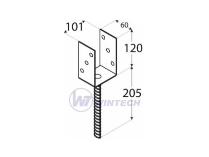 PS 100U Patka sloupku C 101x120x60x4,0 černá