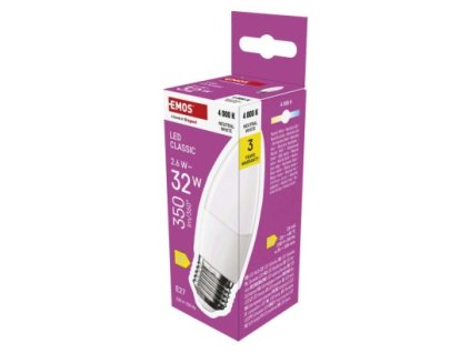 LED žárovka Classic svíčka / E27 / 2,6 W (25 W) / 350 lm / neutrální bílá 1 ks, krabička