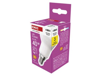 LED žárovka Classic R50 / E14 / 4,2 W (40 W) / 470 lm / neutrální bílá 1 ks, krabička