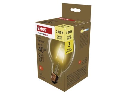 LED žárovka Vintage G95 / E27 / 4,5 W (40 W) / 420 lm / teplá bílá