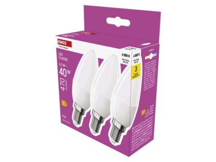 LED žárovka Classic svíčka / E14 / 4,2 W (40 W) / 470 lm / neutrální bílá