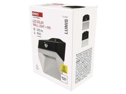 Solární LED svítidlo LUNIS s pohybovým čidlem, černé, neutrální bílá