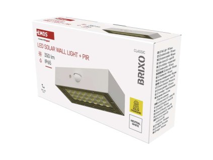 Solární LED svítidlo BRIXO s pohybovým čidlem, bílé, neutrální bílá 1 ks, krabice