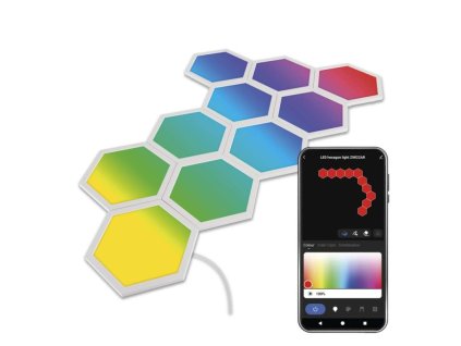 GoSmart LED svítidlo Hexagon, startovací sada, 10 dílů, 19 W, RGBIC stmívatelné, WiFi