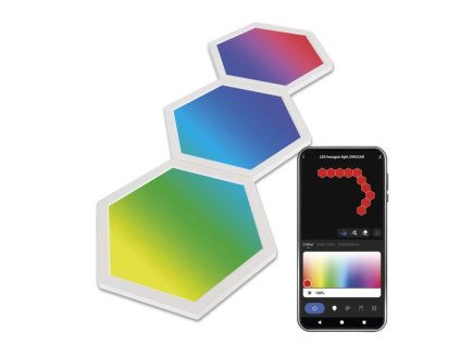 GoSmart LED svítidlo Hexagon, rozšiřující sada, 3 díly, 1,8 W, RGBIC stmívatelné, WiFi