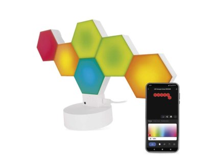 GoSmart LED stolní lampa Hexagon bílá, 6 dílů, RGBIC stmívatelná, WiFi