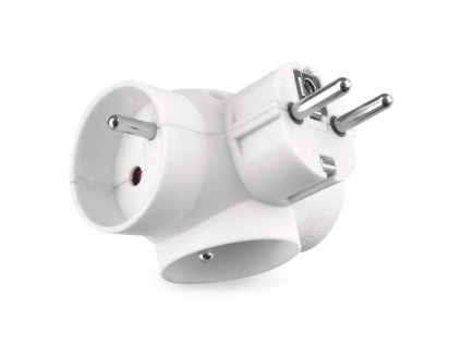 Rozbočovací zásuvka 3×, kulatá, bílá