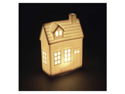 LED keramický domeček, 18 cm, 1x CR2032, vnitřní, teplá bílá, časovač