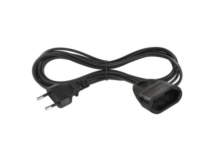 Dvoužilový pohyblivý přívod 3 m / 1 zásuvka / černý / PVC / 0,75 mm2