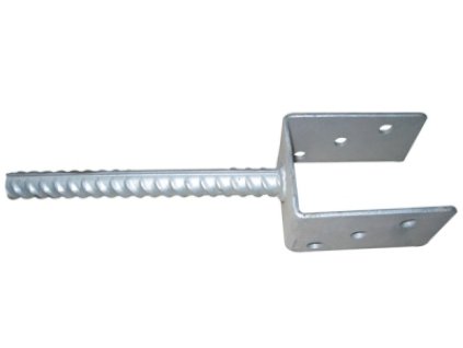 Patka sloupku U do betonu ZN (Rozměr patky U 101x60x100mm, Rozměr trnu 18x200mm, Tloušťka materiálu 4mm)