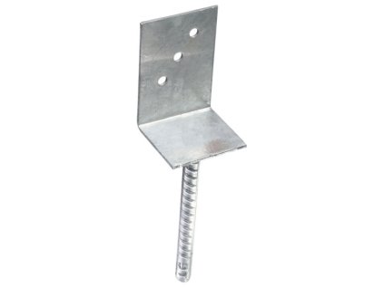 Patka sloupku L do betonu ZN (Rozměr L patky 70x75x110mm, Rozměr trnu 18x200mm, Tloušťka materiálu 4mm)